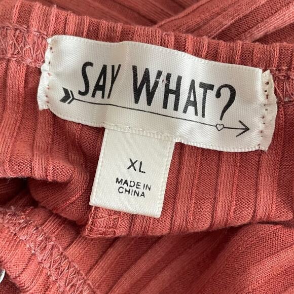 vintage y2k Say What Short Sleeve Ribbed Midi Dress Sz XL - Picture 3 of 3